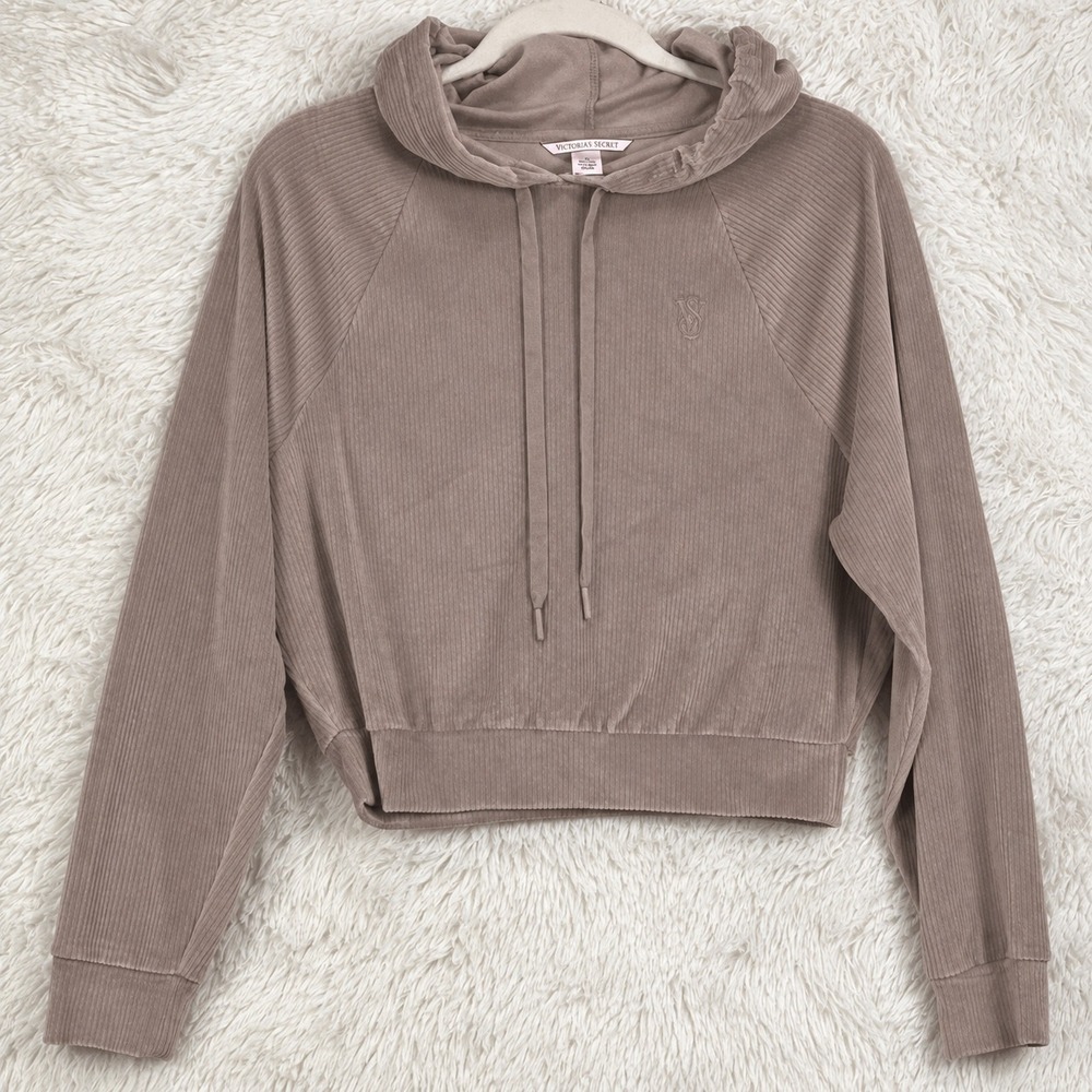 Victoria's Secret Brown Velour Cropped Hoodie XS